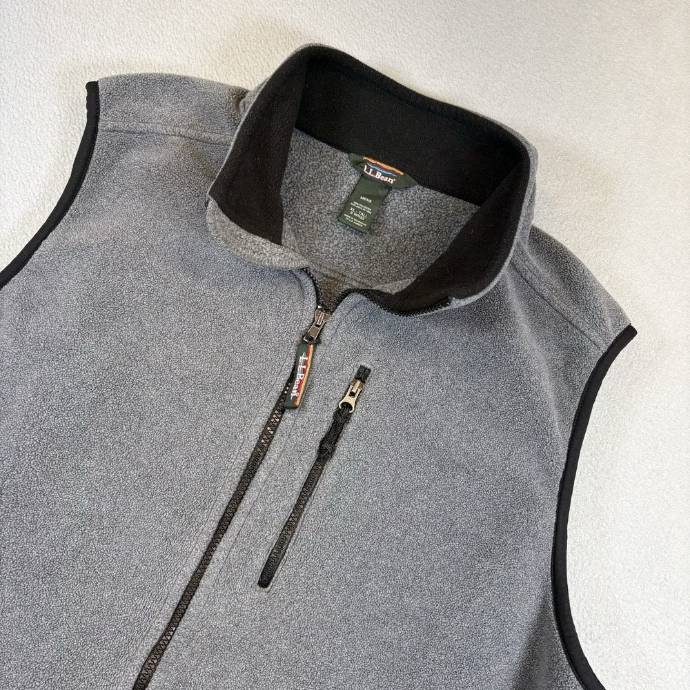 LL Bean Gray Fleece Vest Jacket Mens Size XL Tall XLT Full Zip Hiking Layering